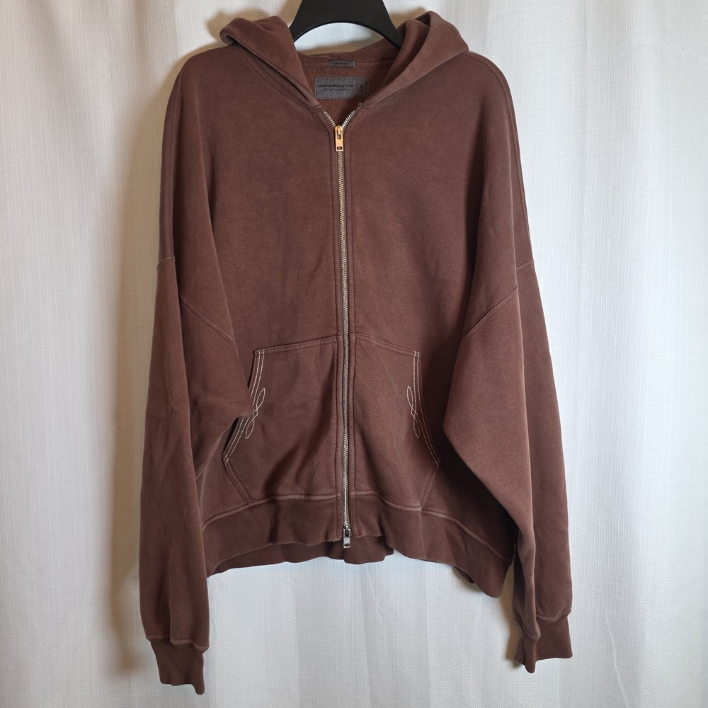 Abercrombie & Fitch Soft Essentials Zip Hoodie Brown XL Tall Western Cropped